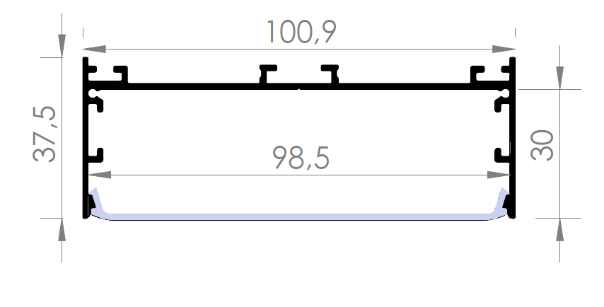 1100 ASL 100mm wide Linear Led Profile