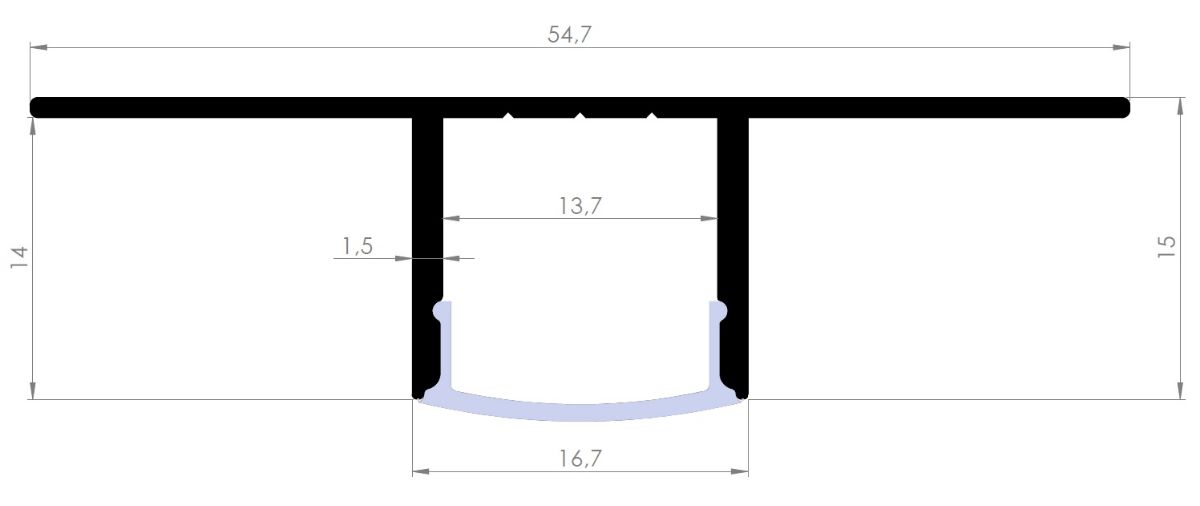 Reverse Trimless LED Profile – 1616 ASL